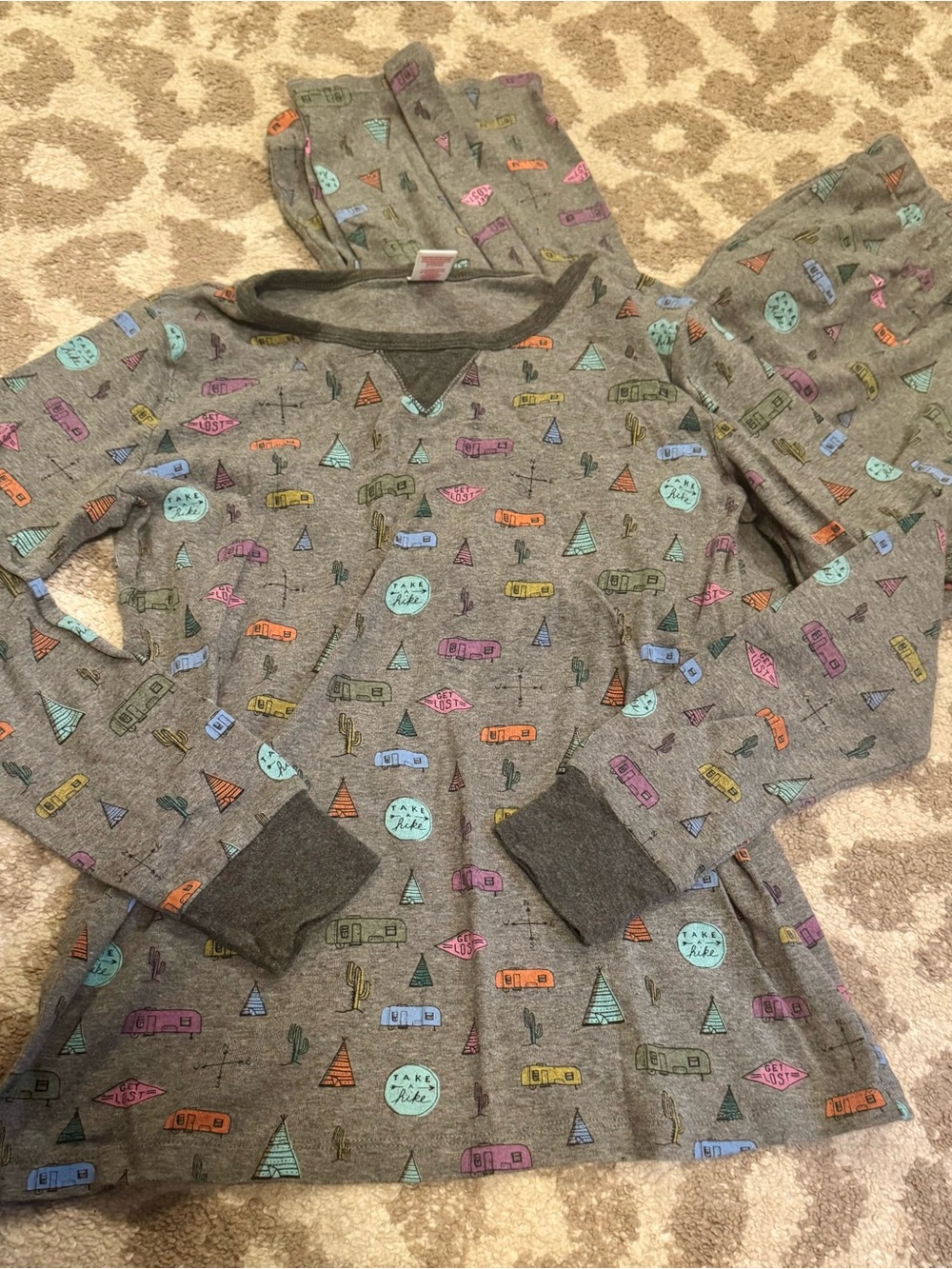Kids Gray Camper Print Pajama Set - Multicolor Accents